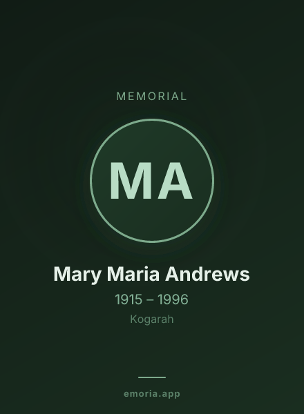Memorial portrait of Mary Maria Andrews