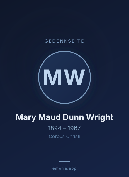Gedenkportrait von Mary Maud Dunn Wright