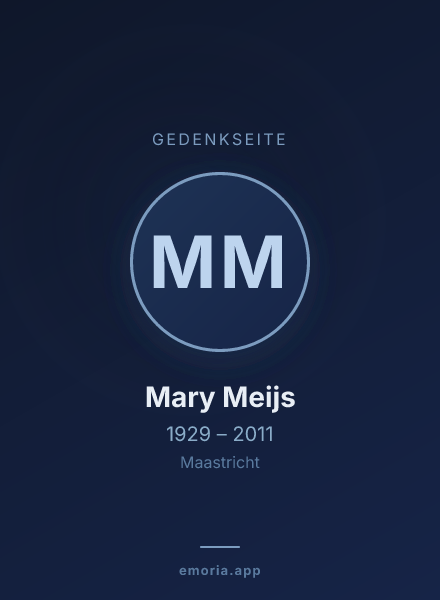 Gedenkportrait von Mary Meijs