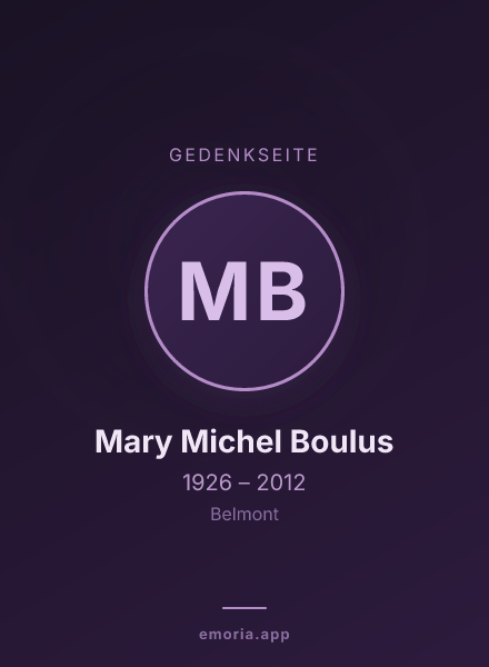 Gedenkportrait von Mary Michel Boulus