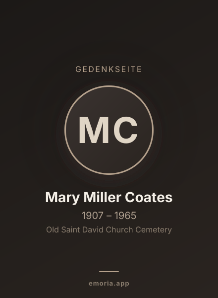 Gedenkportrait von Mary Miller Coates