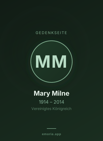 Gedenkportrait von Mary Milne