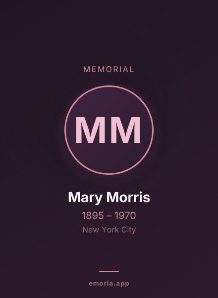 Memorial portrait of Mary Morris