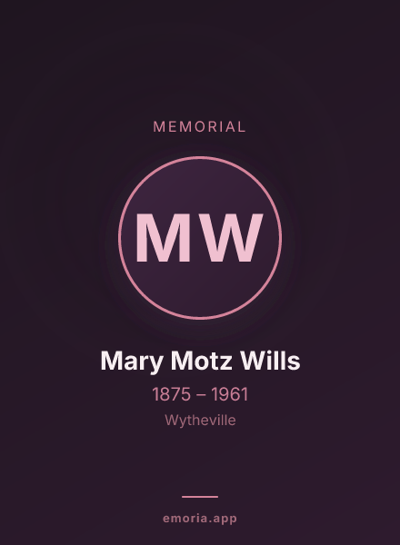 Memorial portrait of Mary Motz Wills