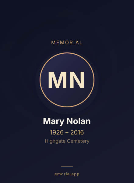 Memorial portrait of Mary Nolan