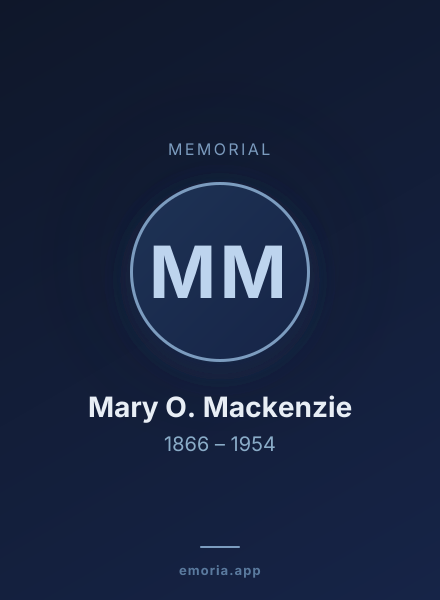 Memorial portrait of Mary O. Mackenzie