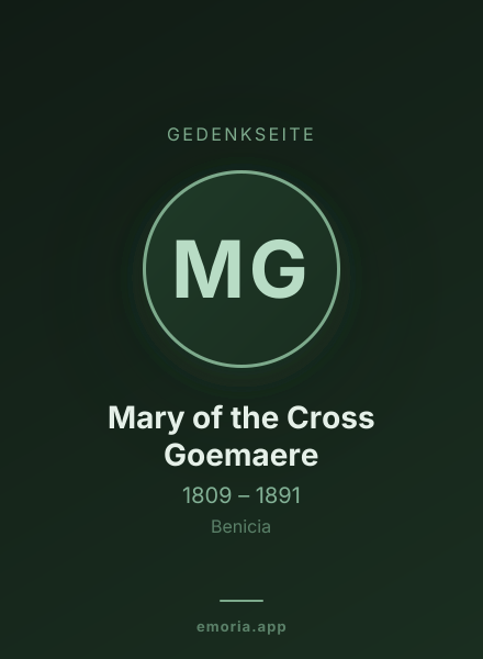 Gedenkportrait von Mary of the Cross Goemaere