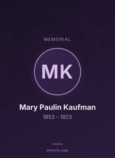 Memorial portrait of Mary Paulin Kaufman