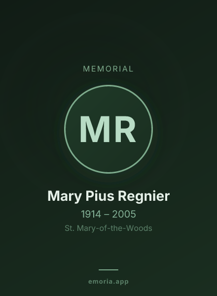 Memorial portrait of Mary Pius Regnier