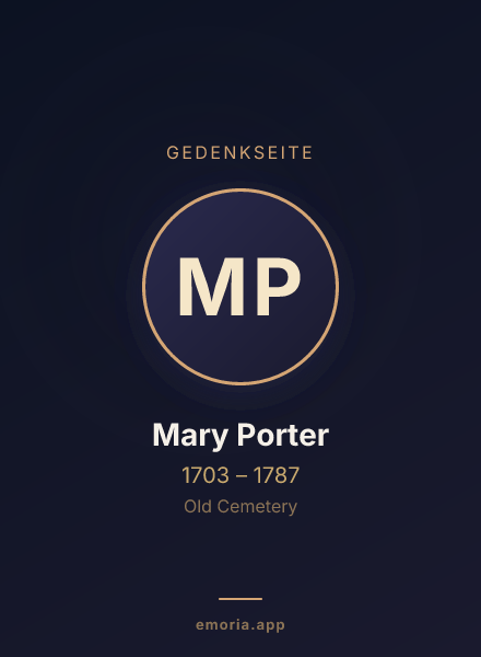 Gedenkportrait von Mary Porter