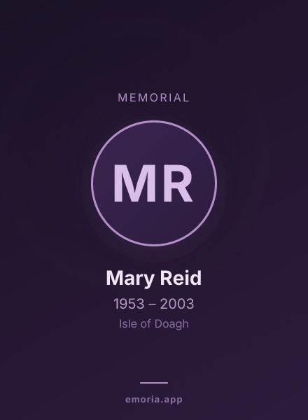 Memorial portrait of Mary Reid