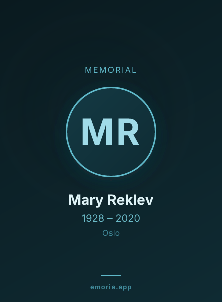 Memorial portrait of Mary Reklev