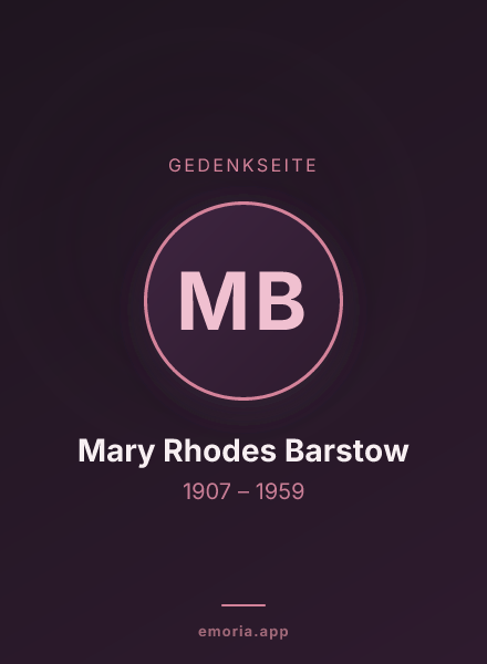 Gedenkportrait von Mary Rhodes Barstow