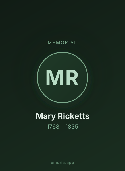 Memorial portrait of Mary Ricketts
