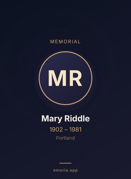 Memorial portrait of Mary Riddle