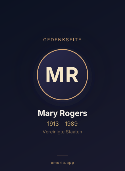 Gedenkportrait von Mary Rogers
