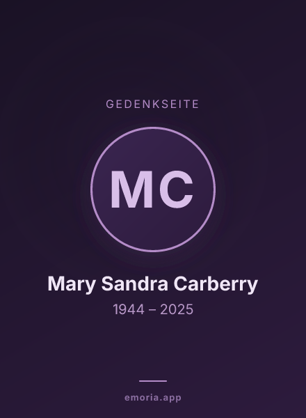 Gedenkportrait von Mary Sandra Carberry
