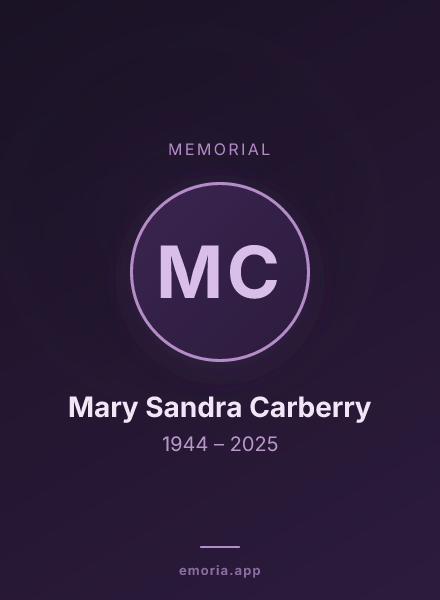 Memorial portrait of Mary Sandra Carberry