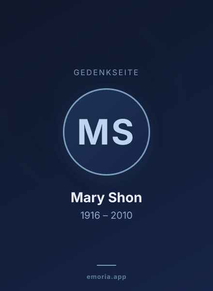 Gedenkportrait von Mary Shon