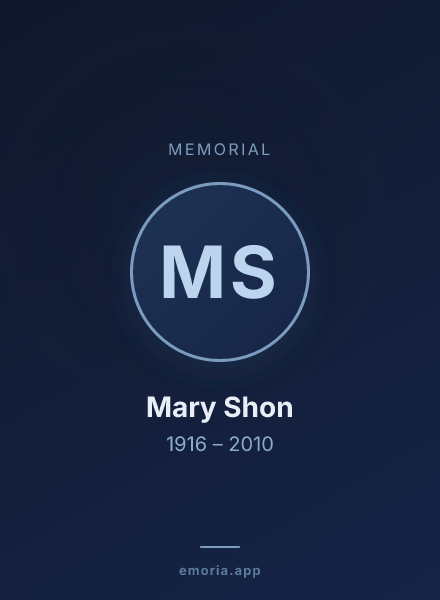 Memorial portrait of Mary Shon