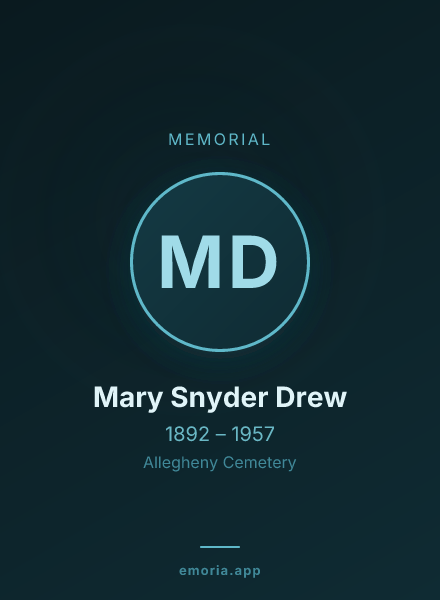 Memorial portrait of Mary Snyder Drew