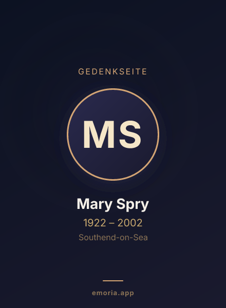 Gedenkportrait von Mary Spry