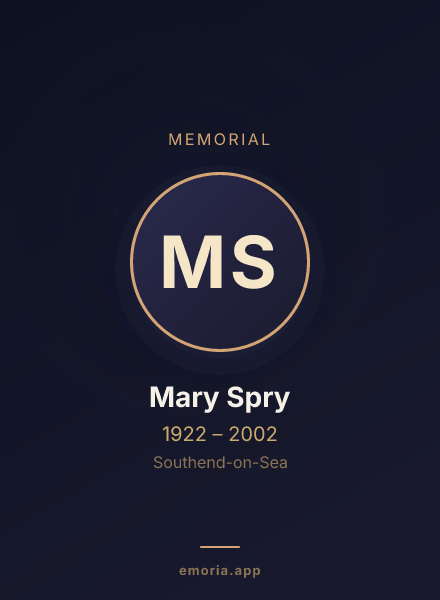 Memorial portrait of Mary Spry