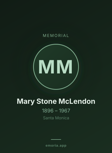 Memorial portrait of Mary Stone McLendon