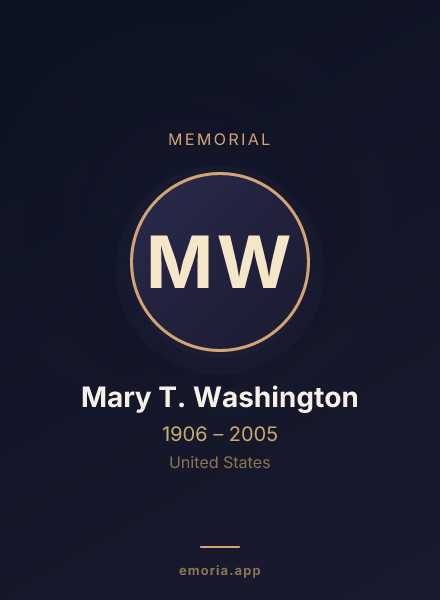 Memorial portrait of Mary T. Washington