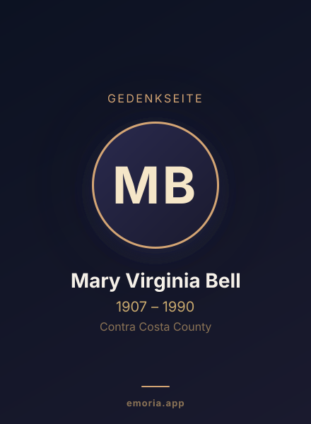 Gedenkportrait von Mary Virginia Bell