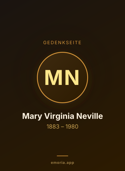 Gedenkportrait von Mary Virginia Neville