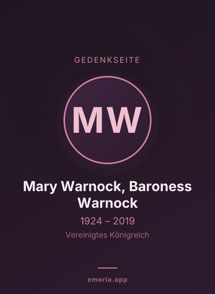 Gedenkportrait von Mary Warnock, Baroness Warnock