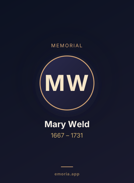 Memorial portrait of Mary Weld