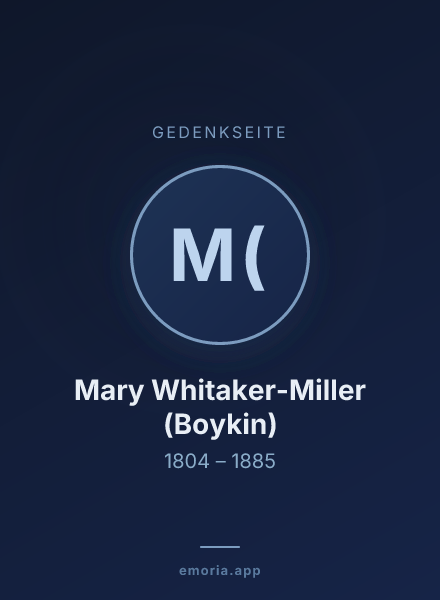 Gedenkportrait von Mary Whitaker-Miller (Boykin)