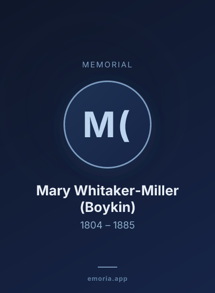 Memorial portrait of Mary Whitaker-Miller (Boykin)