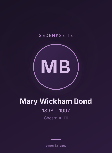 Gedenkportrait von Mary Wickham Bond