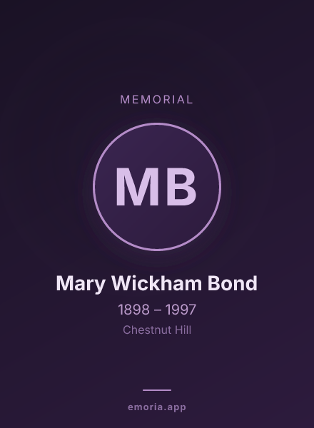 Memorial portrait of Mary Wickham Bond