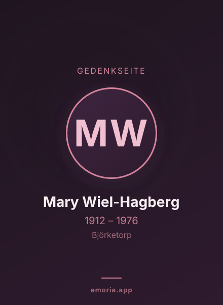 Gedenkportrait von Mary Wiel-Hagberg