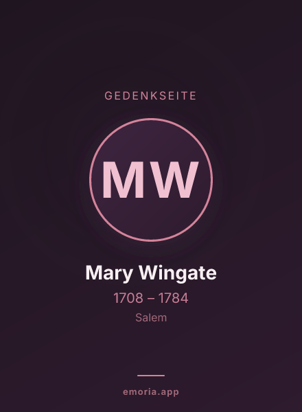 Gedenkportrait von Mary Wingate