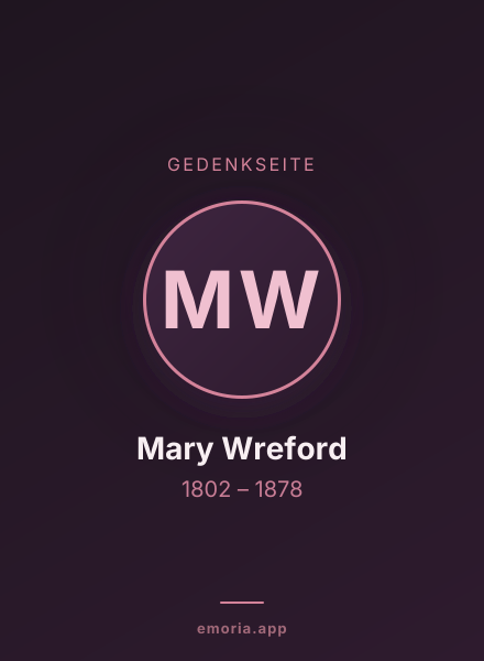 Gedenkportrait von Mary Wreford