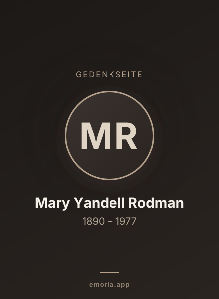 Gedenkportrait von Mary Yandell Rodman