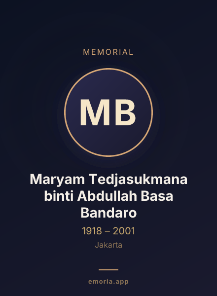 Memorial portrait of Maryam Tedjasukmana binti Abdullah Basa Bandaro