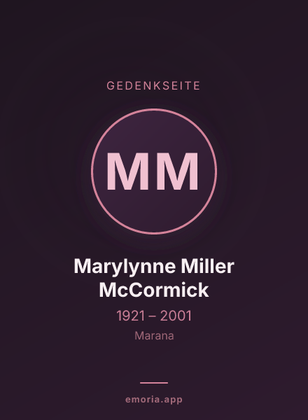 Gedenkportrait von Marylynne Miller McCormick