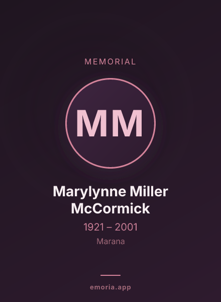 Memorial portrait of Marylynne Miller McCormick