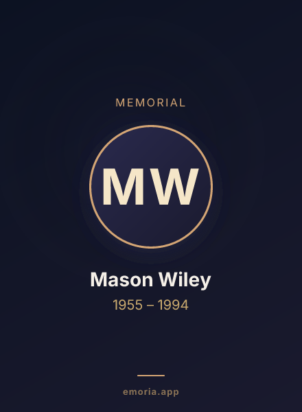 Memorial portrait of Mason Wiley