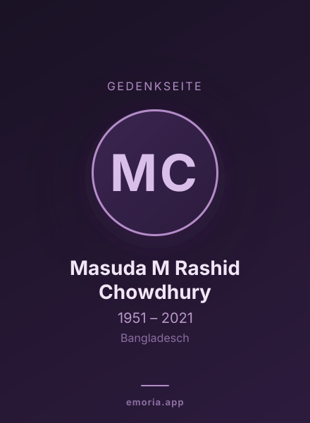 Gedenkportrait von Masuda M Rashid Chowdhury