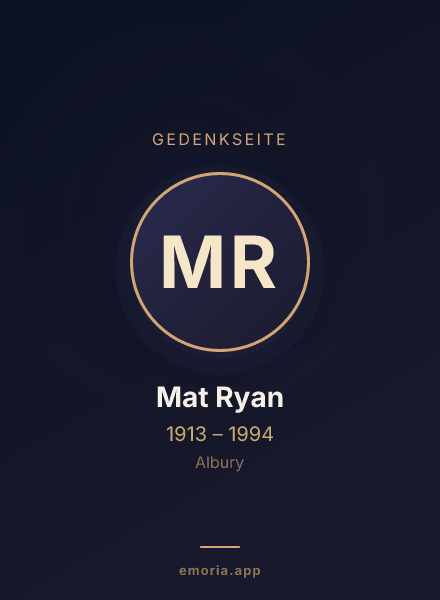 Gedenkportrait von Mat Ryan