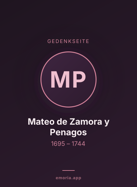 Gedenkportrait von Mateo de Zamora y Penagos