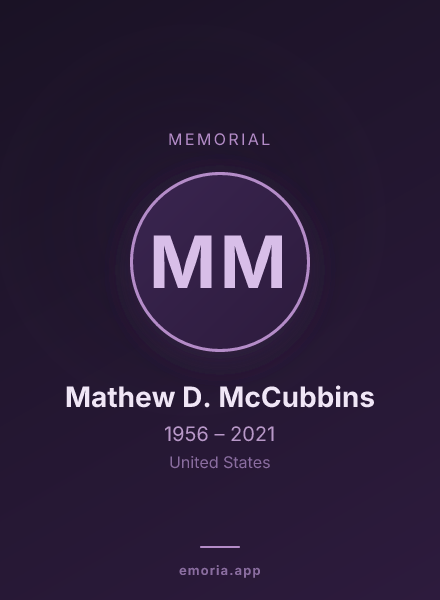 Memorial portrait of Mathew D. McCubbins