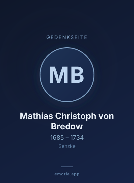 Gedenkportrait von Mathias Christoph von Bredow